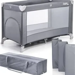 Łóżeczko turystyczne kojec Moolino FUN light gray