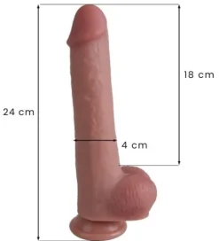 Elastyczne silikonowe 24 cm dildo z przyssawką