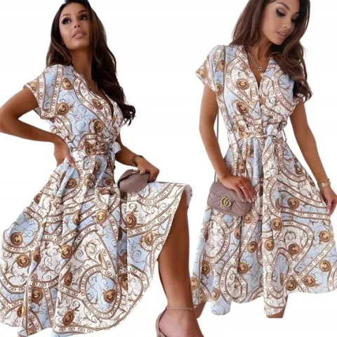 ELEGANCKA SUKIENKA VINTAGE MIDI DAMSKA SUKNIA STYLOWA KLASYCZNA BŁ 42 XL