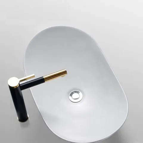 ELEGANCKA UMYWALKA NABLATOWA OWALNA CERAMICZNA BIAŁA NA BLAT POŁYSK