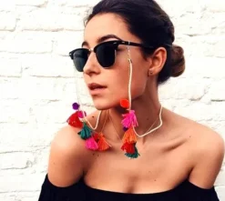 Elegancki Boho Łańcuszek Do Okularów Pompon Brelok