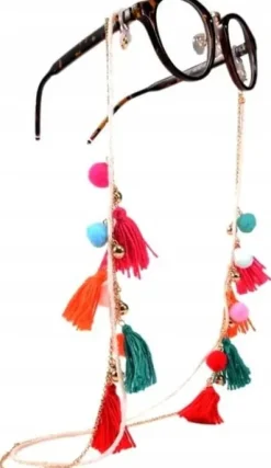 Elegancki Boho Łańcuszek Do Okularów Pompon Brelok
