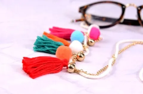 Elegancki Boho Łańcuszek Do Okularów Pompon Brelok