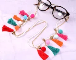 Elegancki Boho Łańcuszek Do Okularów Pompon Brelok