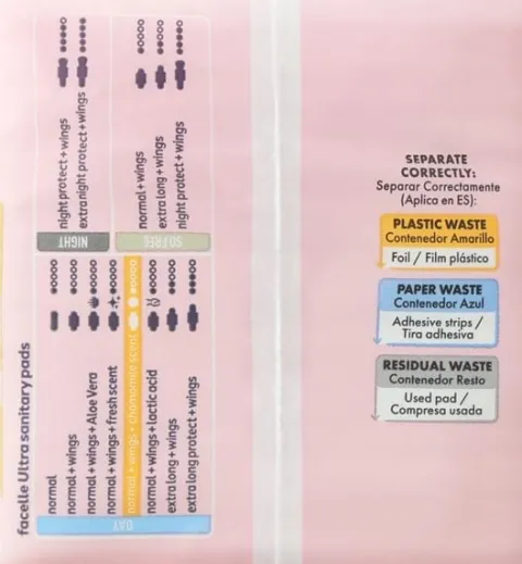 FACELLE PODPASKI HIGIENICZNE ZE SKRZYDEŁKAMI RUMIANKOWE ULTRA NORMAL 16 SZT