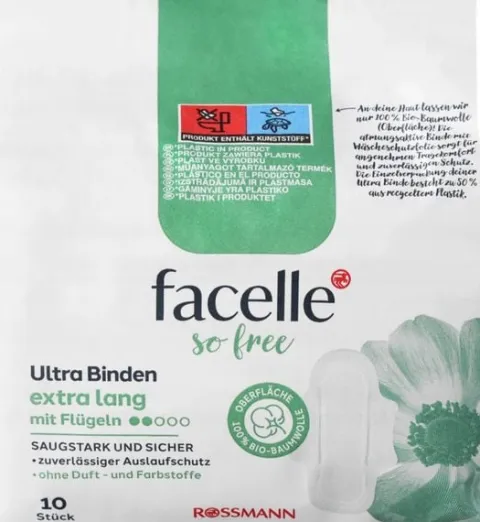 FACELLE SO FREE PODPASKI HIGIENICZNE ZE SKRZYDEŁKAMI EXTRA LANG 10 SZT