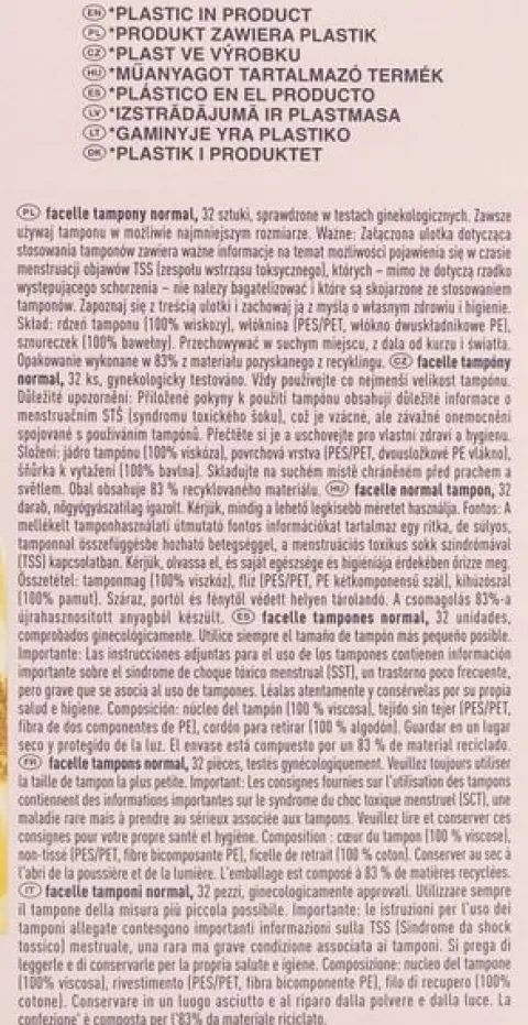 FACELLE TAMPONY HIGIENICZNE NORMAL 32 SZT