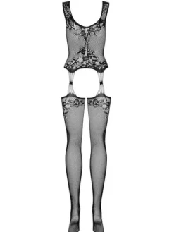 F221 bodystocking czarne – uchyla rąbka tajemnicy Obsessive XL/XXL