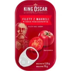 FILETY Z MAKRELI W POMIDORACH BEZ SKÓRY 110g King Oscar