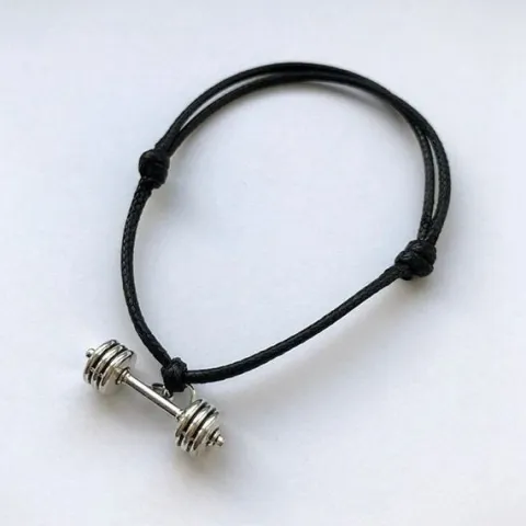 Fit Kolekcja - Bransoletka ze sznurka ze sztangą black