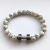 Fit Kolekcja - Bransoletka z koralików ze sztangielką black & white howlite 16 cm
