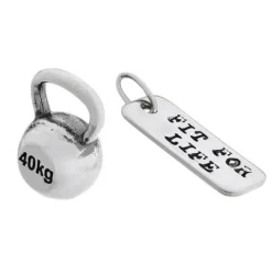 Fit Kolekcja - Srebrne zawieszki na łańcuszek KETTLEBELL 001 / FIT FOR LIFE