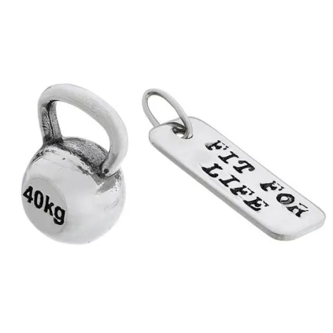 Fit Kolekcja - Srebrne zawieszki na łańcuszek KETTLEBELL 001 / FIT FOR LIFE