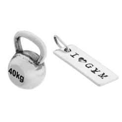 Fit Kolekcja - Srebrne zawieszki na łańcuszek KETTLEBELL 001 / I LOVE GYM