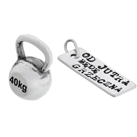 Fit Kolekcja - Srebrne zawieszki na łańcuszek KETTLEBELL 001 / OD JUTRA...