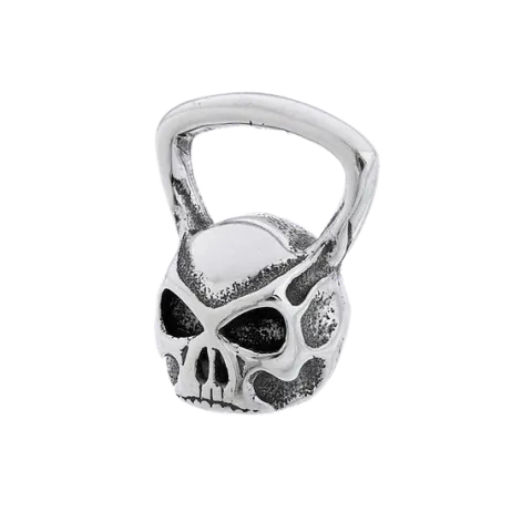 Fit Kolekcja - Zawieszka na łańcuszek srebrna KETTLEBELL CZASZKA