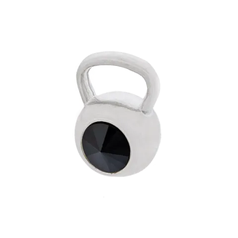 Fit Kolekcja - Zawieszka na łańcuszek srebrny KETTLEBELL SWAROVSKI Jet Hematite