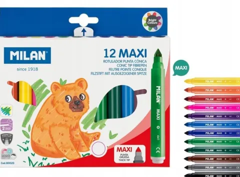 FLAMASTRY MAXI ZE STOŻKOWĄ KOŃCÓWKĄ 12 KOL. 0200