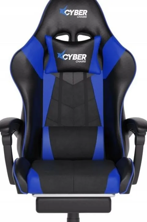 FOTEL GAMINGOWY CYBER CHAIRS X-POWER BLUE - BIUROWY Z MASAŻEM I PODNÓŻKIEM