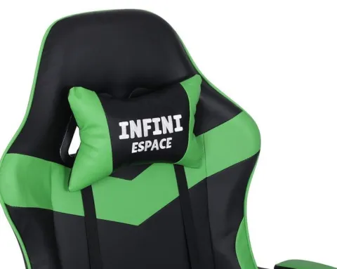 Fotel Gamingowy z podnóżkiem INFINI ESPACE Green