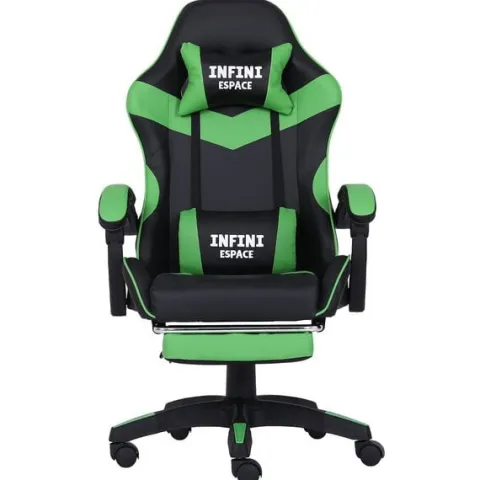 Fotel Gamingowy z podnóżkiem INFINI ESPACE Green