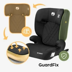 Fotelik Samochodowy 15-36Kg Isofix Tulano I-Size Czarny Poddupnik 100-150Cm