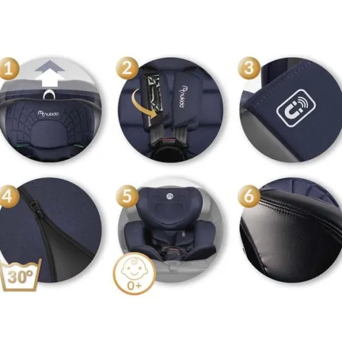 Fotelik samochodowy Nukido Aero Line czarno-granatowy 0-36 kg ISOFIX