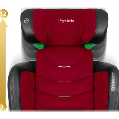 Fotelik samochodowy Nukido Louis czarno-czerwony 15-36 kg ISOFIX