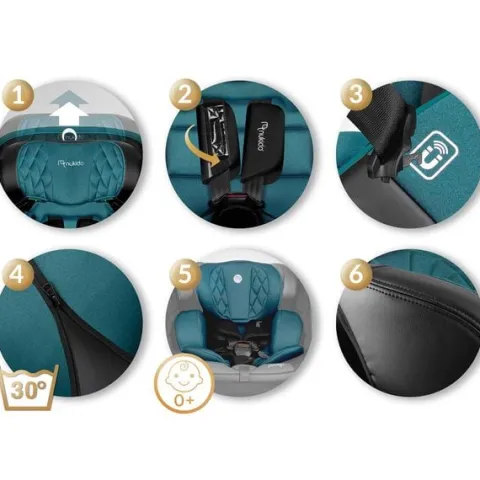 Fotelik samochodowy Nukido Prestige Line czarno-niebieski 0-36 kg ISOFIX