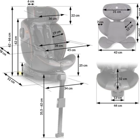 Fotelik samochodowy Nukido Prestige Line czarno-szary 0-36 kg ISOFIX