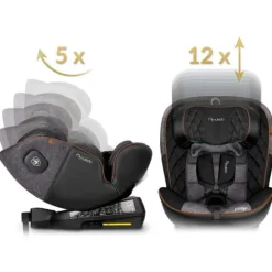 Fotelik samochodowy Nukido Prestige Line czarno-szary 0-36 kg ISOFIX