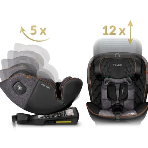Fotelik samochodowy Nukido Prestige Line czarno-szary 0-36 kg ISOFIX