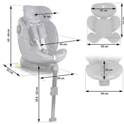 Fotelik samochodowy Nukido Prestige Line szary 0-36 kg ISOFIX
