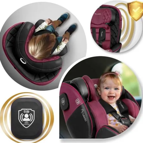 Fotelik samochodowy Nukido Prestige Line czarno-różowy 0-36 kg ISOFIX