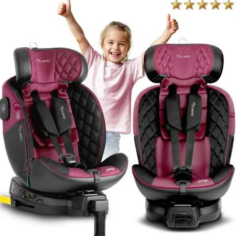 Fotelik samochodowy Nukido Prestige Line czarno-różowy 0-36 kg ISOFIX