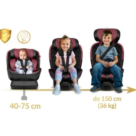Fotelik samochodowy Nukido Prestige Line czarno-różowy 0-36 kg ISOFIX
