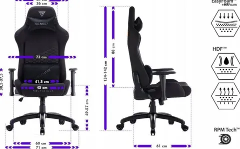 Fotel Kubełkowy Gamingowy Materiałowy Biurowy Obrotowy Senshi XL Sense7