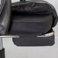 FOTEL obrotowy masujący z podnóżkiem ekoskóra CZARNY chrom relax LP200B