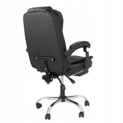 FOTEL obrotowy masujący z podnóżkiem ekoskóra CZARNY chrom relax LP200B