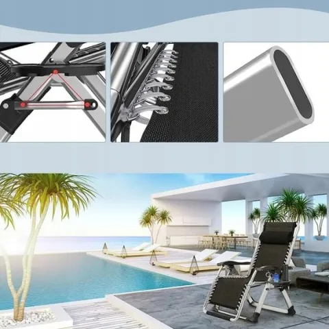 FOTEL OGRODOWY, LEŻAK PLAŻOWY, TURYSTYCZNY PODUSZKA + STOLIK Zero Gravity