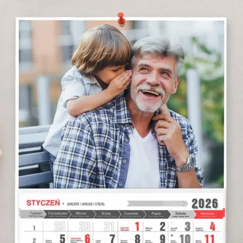 FOTO-KALENDARZ ŚCIENNY 2026 PREZENT DZIEŃ BABCI DZIADKA