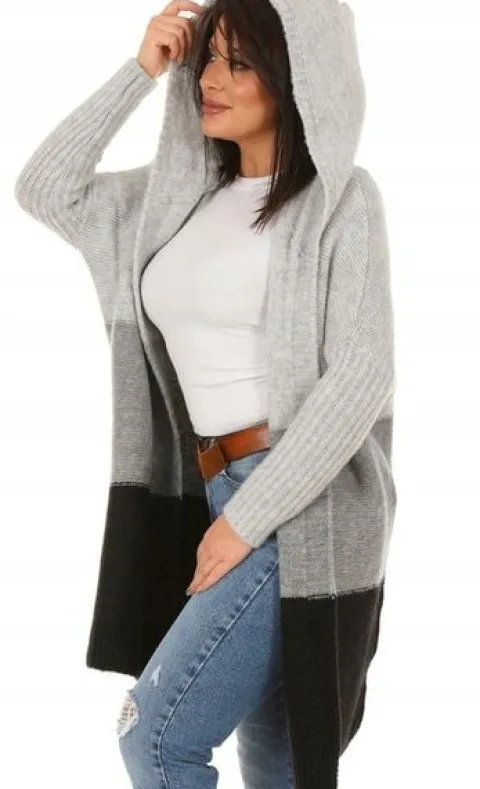 F617 POLSKI Kardigan SWETER kaptur PASY