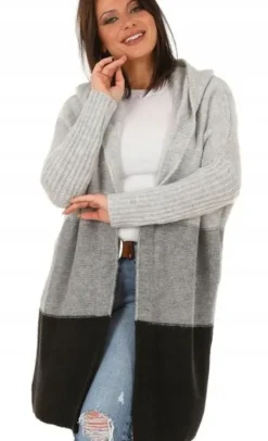 F617 POLSKI Kardigan SWETER kaptur PASY