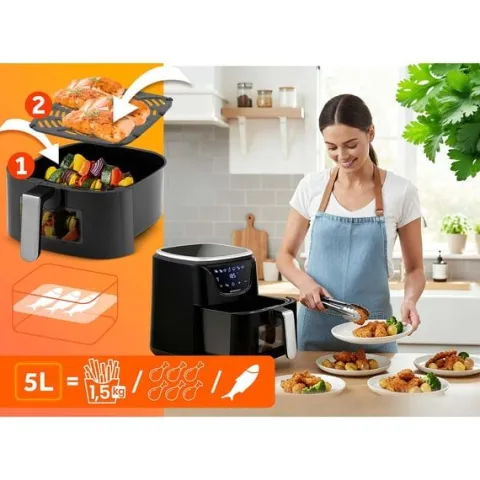 Frytkownica beztłuszczowa Air fryer frytownica 5l BD-652 czarno-srebrna