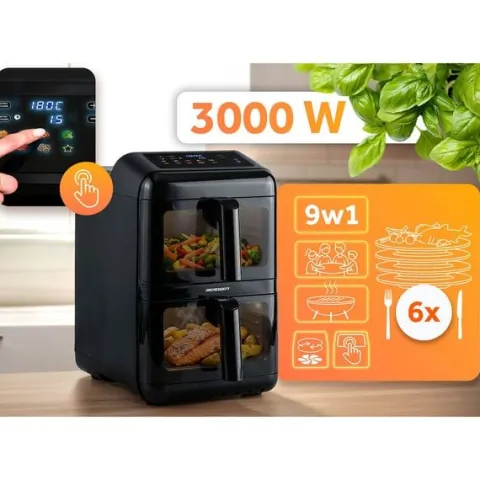 Frytkownica beztłuszczowa dwukomorowa pionowa 11.6 l Air fryer frytownica Berdsen 3000W BD-663