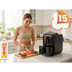 Frytkownica beztłuszczowa dwukomorowa pionowa 11.6 l Air fryer frytownica Berdsen 3000W BD-663