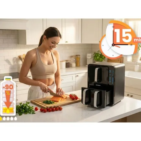 Frytkownica beztłuszczowa dwukomorowa pionowa 12 l Air fryer frytownica Berdsen 2800W BD-664