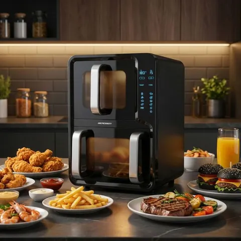 Frytkownica beztłuszczowa dwukomorowa pionowa 12 l Air fryer frytownica Berdsen 2800W BD-664