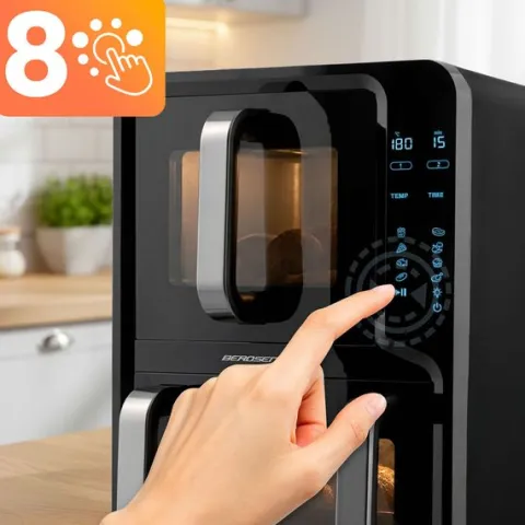 Frytkownica beztłuszczowa dwukomorowa pionowa 12 l Air fryer frytownica Berdsen 2800W BD-664