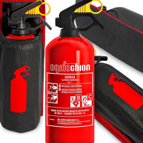 GAŚNICA SAMOCHODOWA 1KG UCHWYT NA RZEP DO GAŚNICY BAGAŻNIKA SAMOCHODU